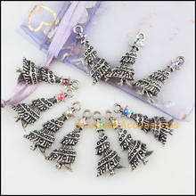 20Pcs Tibetan Silver Tone Christmas Tree Mixed Acrylic Beads Charms Pendants 14x30mm 2024 - buy cheap