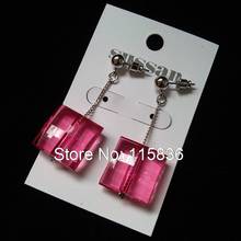 New Hot fashion drop earrings for women pink acrylic beads dangle earrings rhodium plated crystal drop earrings for women 2024 - buy cheap