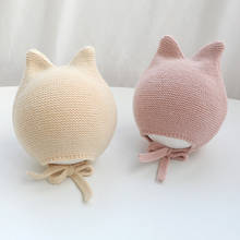 Gorro de gatinho para bebês, chapéu fofo de cor sólida infantil para outono e inverno, gorro para meninos e meninas, de malha quente para crianças pequenas 2024 - compre barato