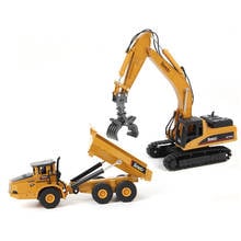 2pcs/set TongLi Alloy 1:50 Scale dumper truck Wood grab Mechanical Engineering Construction car vehicle for New Year Boys Gifts 2024 - buy cheap