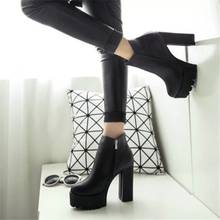 2019 autumn and winter new thick with super high heel boots plus velvet warm leather boots 2024 - buy cheap