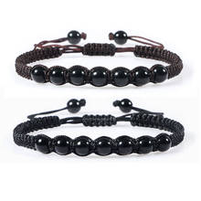 6MM Handmade Natural Stone Beaded Bracelet For Women Men Black Lava Stone Onyx Braided Bangle Charm Lucky Jewelry Gift Pulseiras 2024 - buy cheap