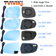 Tvyvikj-espelho retrovisor lateral para audi, lente de vidro azul, ângulo de visão amplo, antirreflexo, para audi q5, q7, q5l, q3, q2l, 2010 a 2020 2024 - compre barato