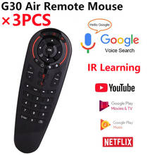 [3 peças] mouse voador de voz g30 g30s com controle remoto, mouse inteligente usb2.4g, giroscópio air, ir, aprendizagem 2024 - compre barato
