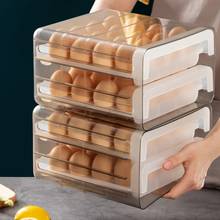 Caixa de armazenamento para ovos, doméstica, 32 grades, tipo gaveta, geladeira, caixa de plástico transparente, bolinho de massa, camada dupla, bandeja 2024 - compre barato