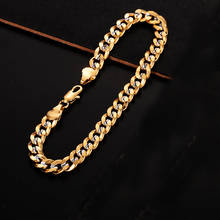 7mm Men's Bracelets Womens White Yellow Gold Color Curb 8inch Bracelet Bangles 2024 - buy cheap