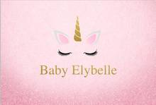 7x5ft bonito unicórnio rosto rosa festa de chuveiro do bebê personalizado diy foto estúdio pano fundo vinil 220cm x 150cm 2024 - compre barato