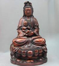 China Copper Bronze Temple Lotus Boy SongZi Guanyin Kwan-yin Bodhisattva Statue 2024 - buy cheap