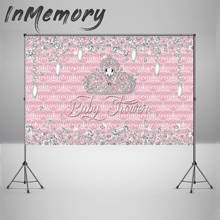 Pink theme Diamond Crown Baby Shower Backdrops Custom Crystal Newborn Birthday Party Background for Photo Studio Photocall Vinyl 2024 - buy cheap