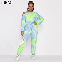 Tuhao-conjunto de roupas femininas, duas peças, tamanho grande, 7xl, 6xl, 5xl, 4xl, estampado, suéter longo, plus size, casual, duas peças, wm06 2024 - compre barato