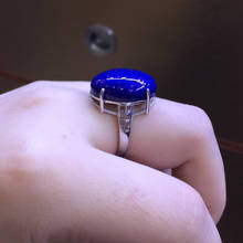 S925 Sterling Silver Inlaid Pure Natural Afghan lapis lazuli Retro Fashion Open Ring Hollow Pattern Ring 2024 - buy cheap