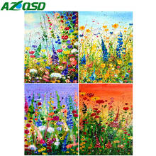 AZQSD-Cuadro de arte con diamantes de imitación, bordado de flores abstractas, redondo, mosaico de paisaje, costura, decoración de la habitación de los niños 2024 - compra barato