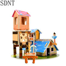 Farm House 3D Puzzle Toys Cardboard Building DIY Assembly  Paper Model Kits Educational Toy for Children Gift Home Decoration 2024 - compre barato
