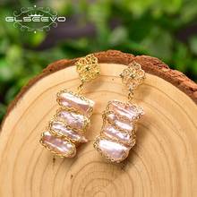GLSEEVO Lrregular Baroque Pink Pearl For Women Party Pearl Earring Wedding Jewelry Handmade Jewelry Bnoucle D'oreille GE0827 2024 - buy cheap