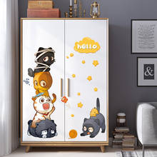 Cartoon cute cat combination wall sticker fridge doors windows Mural kids rooms cupboard decorations wallpaper Decals stickers 2024 - buy cheap