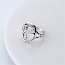 Anéis de abertura feminino, joia criativa simples de prata esterlina 925 delicada com face assimétrica 2024 - compre barato