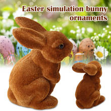 Newest Easter Resin Flocking Birthday Gift Cute Simulation Rabbit Decoration Home Craft Decoration 2024 - buy cheap