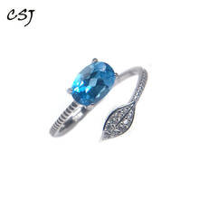 Anel topázio azul natural para mulheres, prata esterlina 925, ametista, joias finas para casamento e noivado para mulheres com caixa 2024 - compre barato