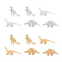 3 pares de ouro dinossauro brincos conjunto pequenos e fofos joias para mulheres 2024 - compre barato