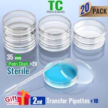 Placa de petri esterilizada com tampa 35mm, com pipetas de transferência de plástico de 2ml, pacote individual por ks-tek 20/pacote 2024 - compre barato