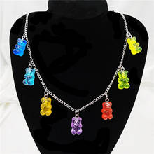 Stainless Steel Handmade Candy 7 Color Cute Judy Cartoon Bear Charm Necklace for Women Girl Daily Jewelry Party Gifts 2024 - buy cheap