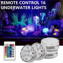 Luz submersa com 16 leds com controle remoto, à prova d'água ip68, rgb, várias cores, submersível, decoração de vaso, lâmpada magnética de piscina 2024 - compre barato