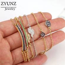 Pulsera de Cactus para mujer, brazalete brillante de Circonia cúbica, Color dorado, 10 Uds. 2024 - compra barato