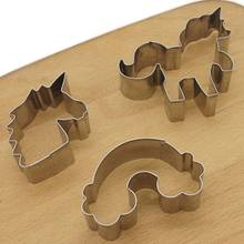 3 Pcs Unicorn Cookie Cutter Stainless Steel Cut Candy Biscuit Mold Cooking Tools Rainbow Metal Pastry Cake Fondant Cutters Mould 2024 - buy cheap