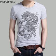 Camiseta promocional para hombre, camisa de manga corta de 95% algodón y 5% Spandex, con estampado de dragón de talla asiática, color gris, de calidad 2024 - compra barato