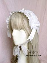 Tocado de Lolita hecho a mano, cinta para el cabello de Lolita con lazo blanco pequeño, accesorios para el cabello KC, bandas para el cabello 2024 - compra barato