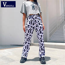 Vangull-Pantalones rectos de vaca para mujer, pantalón de pierna ancha, cintura elástica, holgado, estampado, moda urbana, Verano 2024 - compra barato