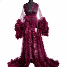 Maternity Evening Dresses Custom Made Photoshoot or Babyshower Maternity Dress Long Sleeves Sexy High Split Ruffle Party Gowns 2024 - buy cheap