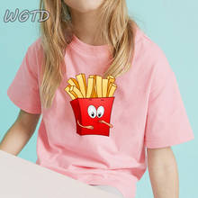 Engraçado batatas fritas harujuku crianças roupas de verão topo meninas camiseta adolescentes tshirt kawaii estética t camisas da criança menina topos 2024 - compre barato