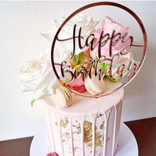 Ins-adorno para pastel de feliz cumpleaños, decoración para pastel de fiesta de cumpleaños, corazón de oro rosa, acrílico para cupcakes para Baby Shower 2024 - compra barato