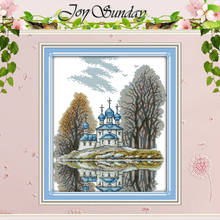 Blue Castle Patterns Counted Cross Stitch 11CT 14CT Cross Stitch Set Wholesale Scenery Cross-stitch Kits Embroidery Needlework 2024 - buy cheap