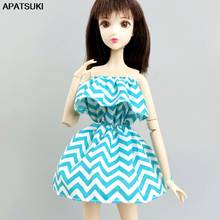 Vestido para muñeca Barbie a rayas azules sin hombros, ropa de fiesta, trajes para Barbie, accesorios para muñecas, juguetes para niños y bebés, 1/6 2024 - compra barato