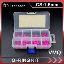 Kit de vedação de anel em silicone cor-de-o 1.5mm, conjunto de anel com anel o-ring mm de espessura para arruela vmq, conjunto de anel com sortimento 2024 - compre barato