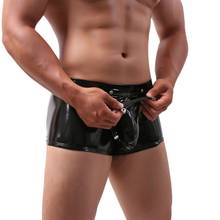 Sexy Gay Underwear Men Boxer Shorts Faux Leather Open Crotch Wet Look Underpants Open Crotch Pouch Male Panties Gay Cueca New 2024 - buy cheap