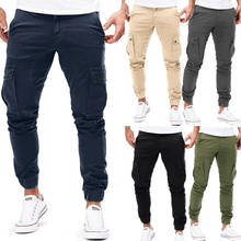 Modis-pantalones Cargo con múltiples bolsillos para hombre, Pantalón de algodón, informal, harén, sólido, ajustados, talla grande, otoño 2024 - compra barato