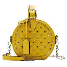 Brand Small Rivet Round Handbags Women High Quality PU Leather Lingge Bag Cute Girl Shoulder Messenger Female Bag Sac Bolsa 2024 - buy cheap