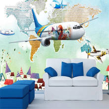 Milofi custom 3D wallpaper mural hand-painted watercolor airplane children Nordic style wall decoration painting wallpaper 2024 - buy cheap