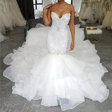 Женское свадебное платье со шлейфом It's yiiya, белое кружевное платье с юбкой годе и оборками на лето 2020 2024 - купить недорого