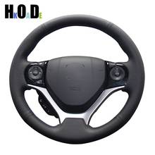 DIY Hand-sewing Steering Wheel Cover Black Artificial Leather Car Steering Wheel Cover for Honda Civic Civic 9 2012-2015 2024 - buy cheap