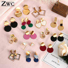 ZWC 2020 Fashion Korean Statement Drop Earrings For Women  Geometric Metal Gold Hanging Dangle Earring modern Jewelry Wholesale 2024 - buy cheap