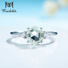 Kuololit 2CT Natural Green Amethyst Hexagon Gemstone Ring for Women 925 Sterling Silver Luxury Ring for Valentine Fine Jewelry 2024 - buy cheap