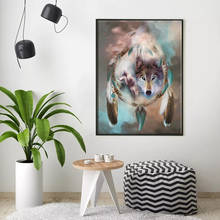 HUACAN-juegos de costura de punto de cruz de animales, lienzo blanco, 14CT, decoración para el hogar, 40x50cm 2024 - compra barato