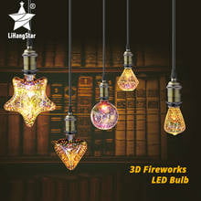 3D Decorative LED Edison Bulb E27 85-265V A60 ST64 G95 G80 G125 Retro Stars Fireworks Holiday Night Light Novelty Christmas Tree 2024 - buy cheap
