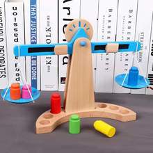 Montessori balança de equilíbrio de madeira pesando jogo brinquedos educativos para crianças crianças aprendizagem precoce matemática brinquedo do bebê pré-escolar brinquedos 2024 - compre barato
