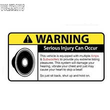 Volkrays Fashion Car Sticker Amps& Subwoofers Warning Serious Injury Can Occur Accessories Reflective PVC Decal,6cm*14cm 2024 - buy cheap