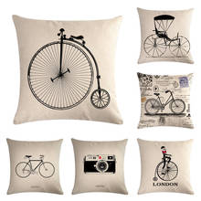 Retro Bicycle Telephone Camera Series Pillow Cover Cushion Linen Cotton Pillow Cover Decoration For Home Office 2024 - buy cheap